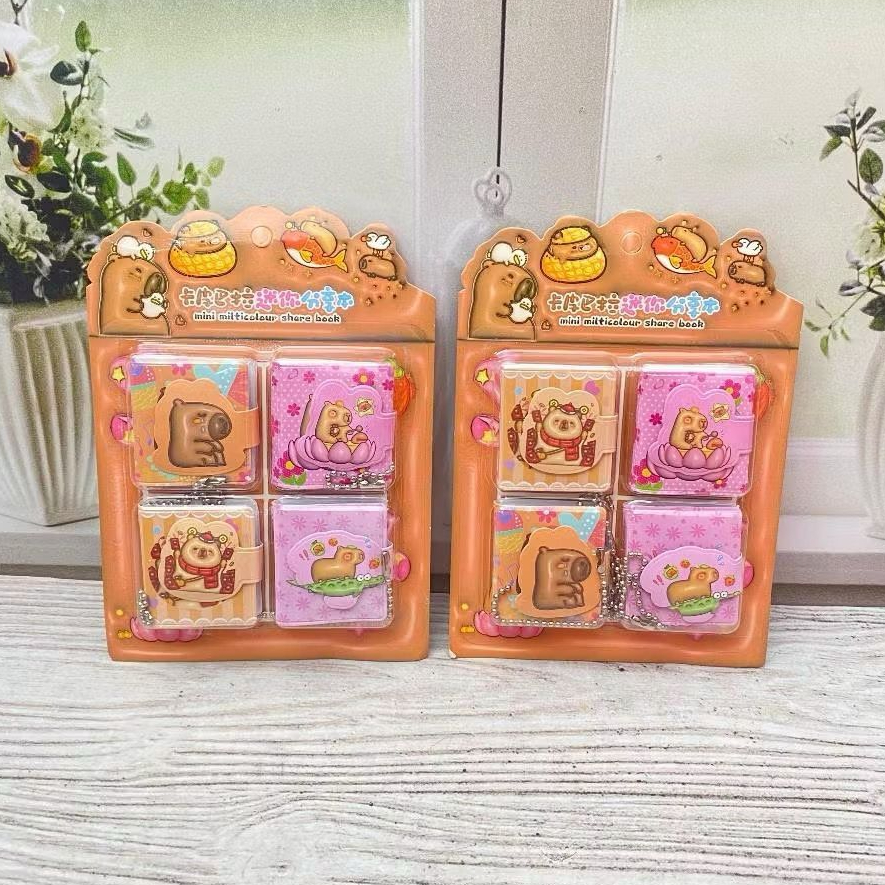 

Buku Mini Notebook Mini Capybara 1 set isi 4pcs buku kecil kertas warna warni Fullcolor buku lucu imut mencatat Karakter Capybara READY STOCK NO PO