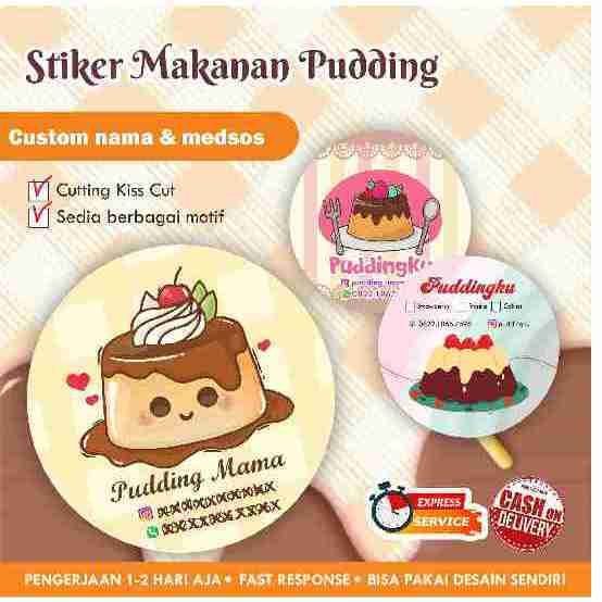 

[170 pcs] Stiker Pudding / Puding Cromo bulat / Label kemasan makanan minuman / promosi / chromo