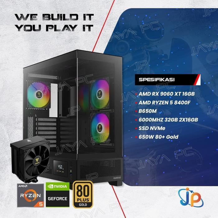GAMING POINT AMD D5 - PC Rakitan Ryzen 5 8400F | 32GB DDR5 | RX 9060 XT 16GB | SSD NVMe