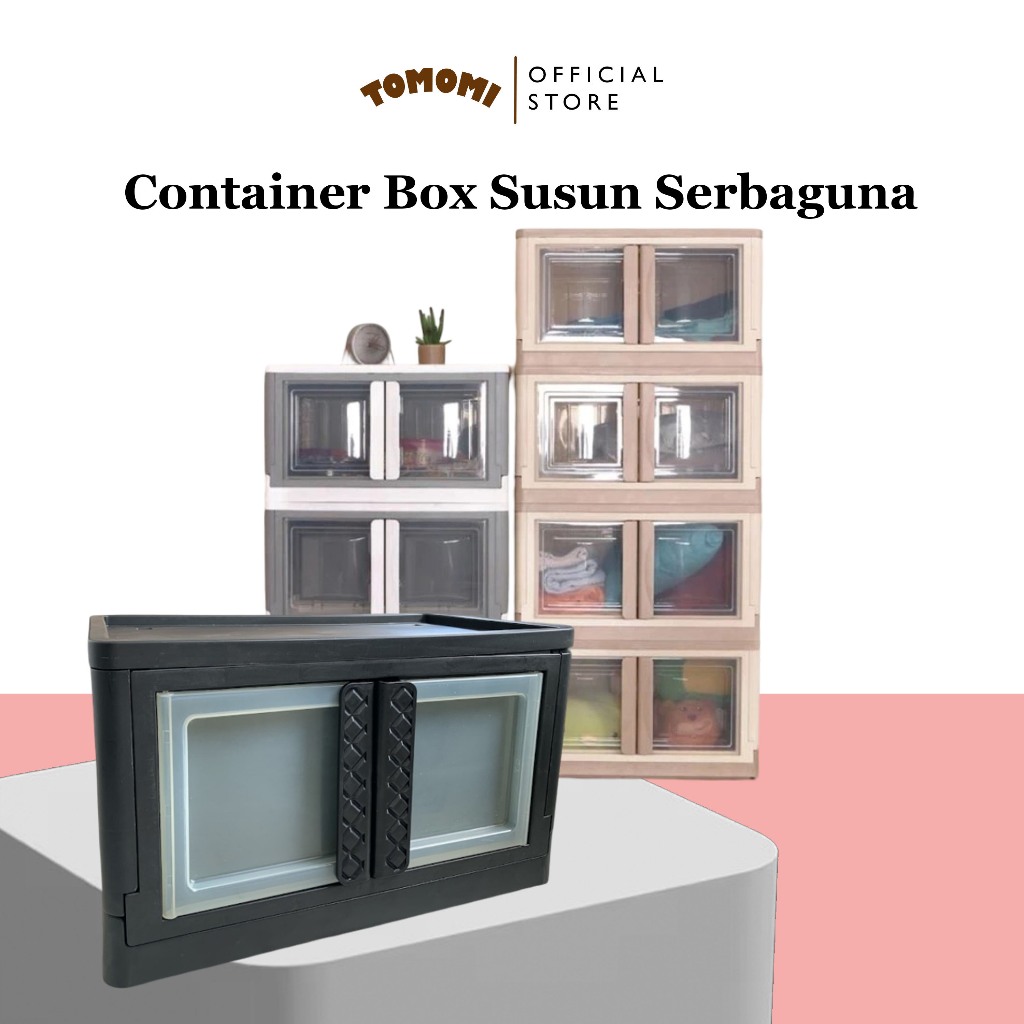 Lemari Cabinet Roda Susun 2 Pintu Premium / Lemari Susun Plastic