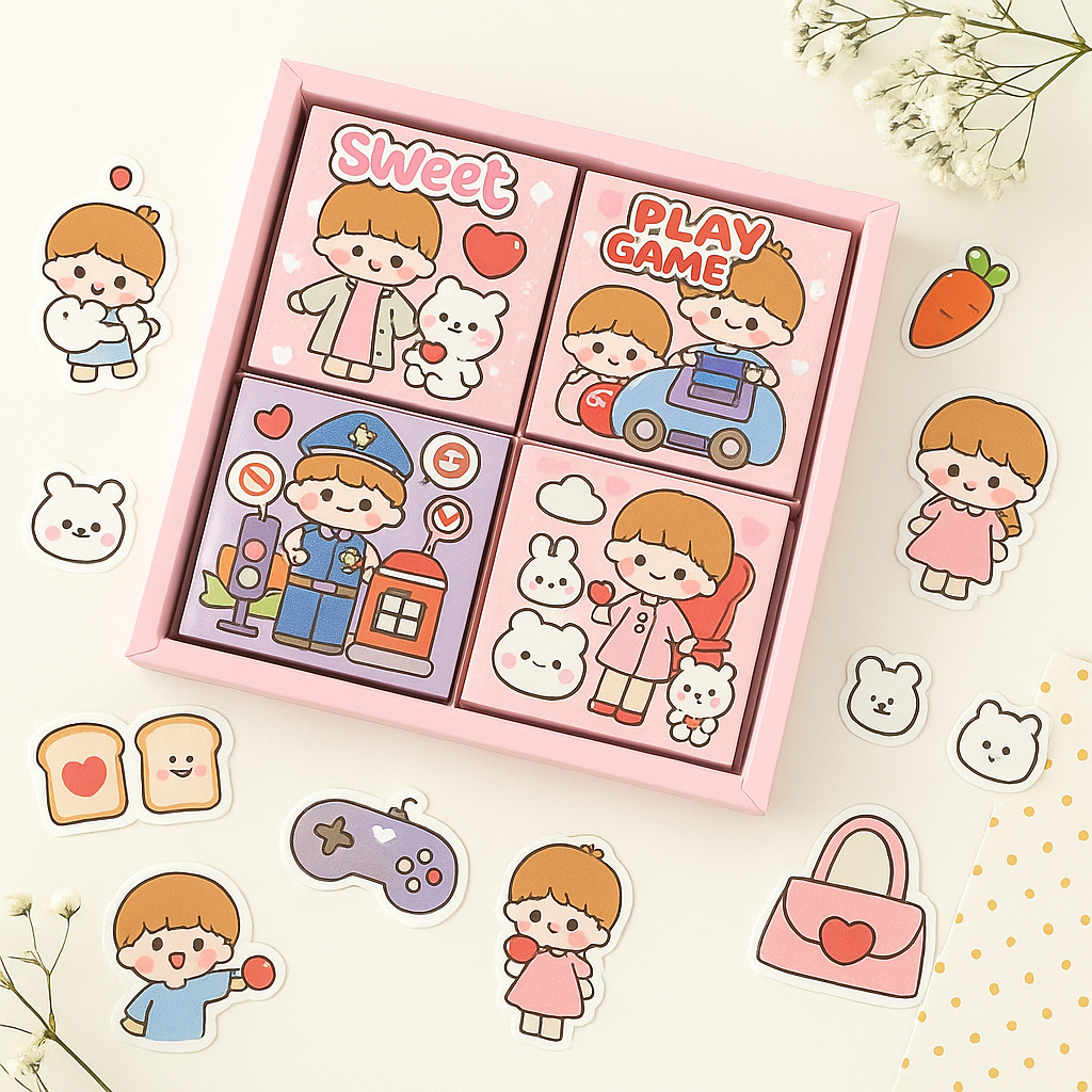 

Stiker Motif Kartun 2D Lucu Korea Plastik Anti Air Isi 100 Pcs