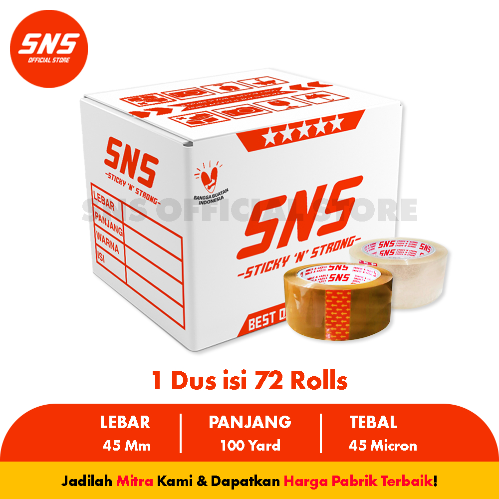 

(1 DUS / KARTON ) Lakban Bening / Coklat 100 Yard ECO x 45 mm - SNS Official Store (KARGO)