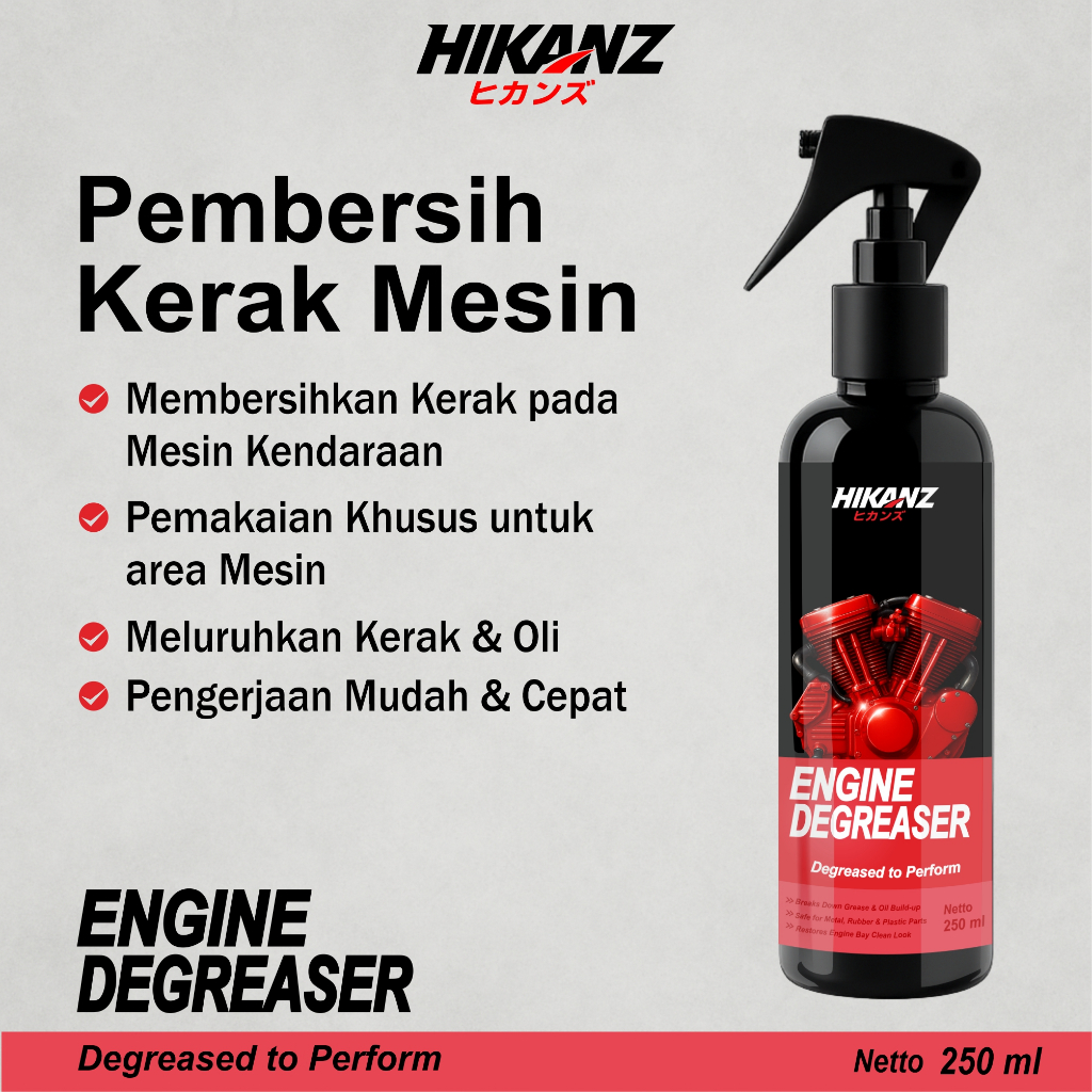 Hikanz Engine Degreaser Membersihkan Kerak Mesin kendaraan dan mesin industri