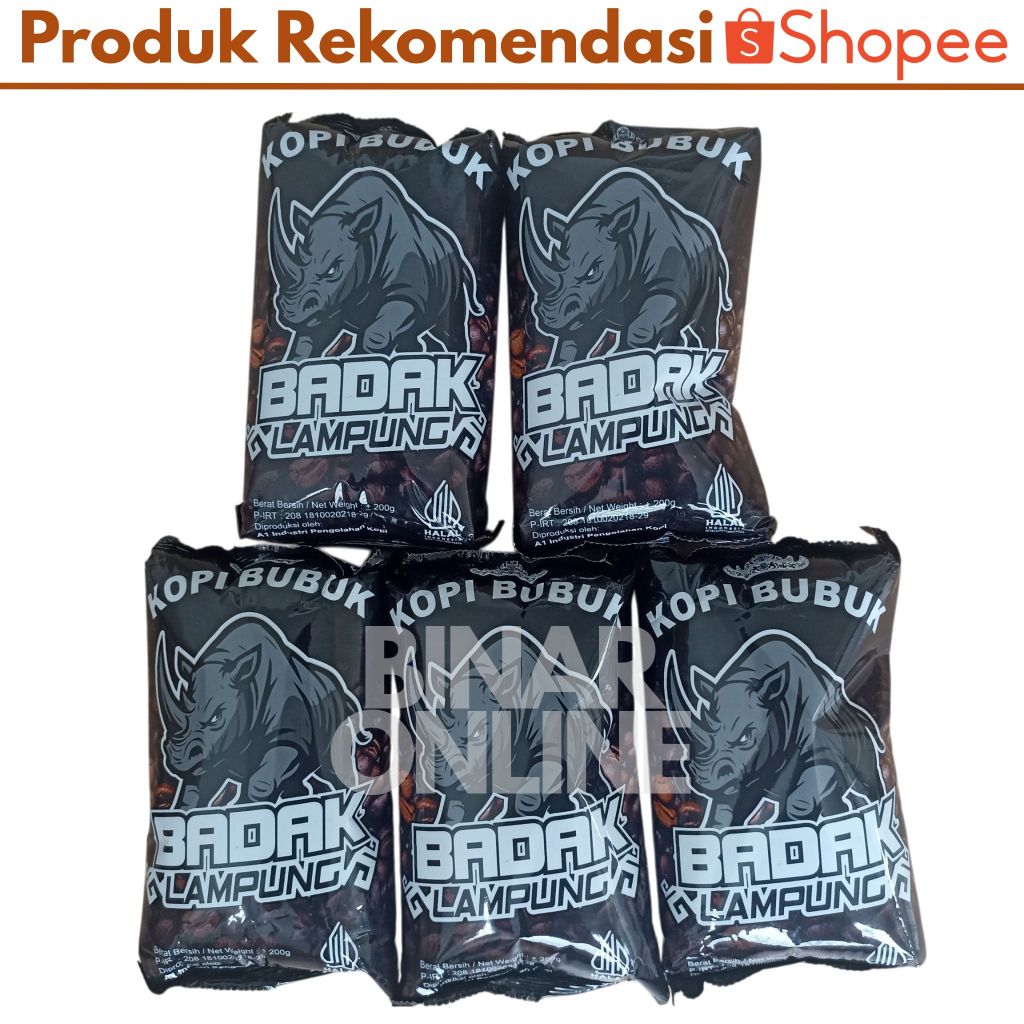 

Kopi Bubuk Badak 1kg Robusta Asli Pringsewu Lampung Murah (5 x 200 gram)