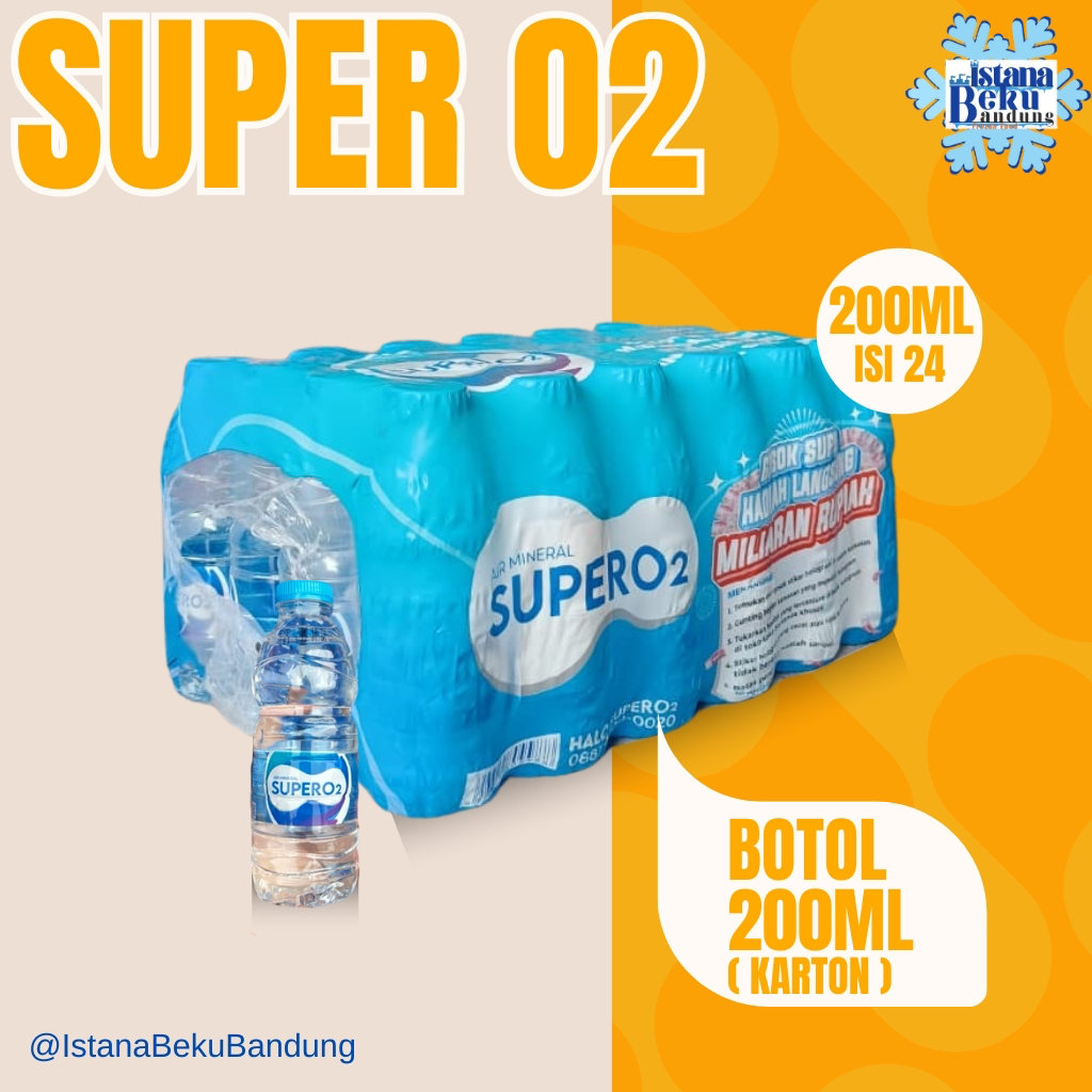 

Air Mineral Super O2 Botol 200ml isi 24 botol (Karton)