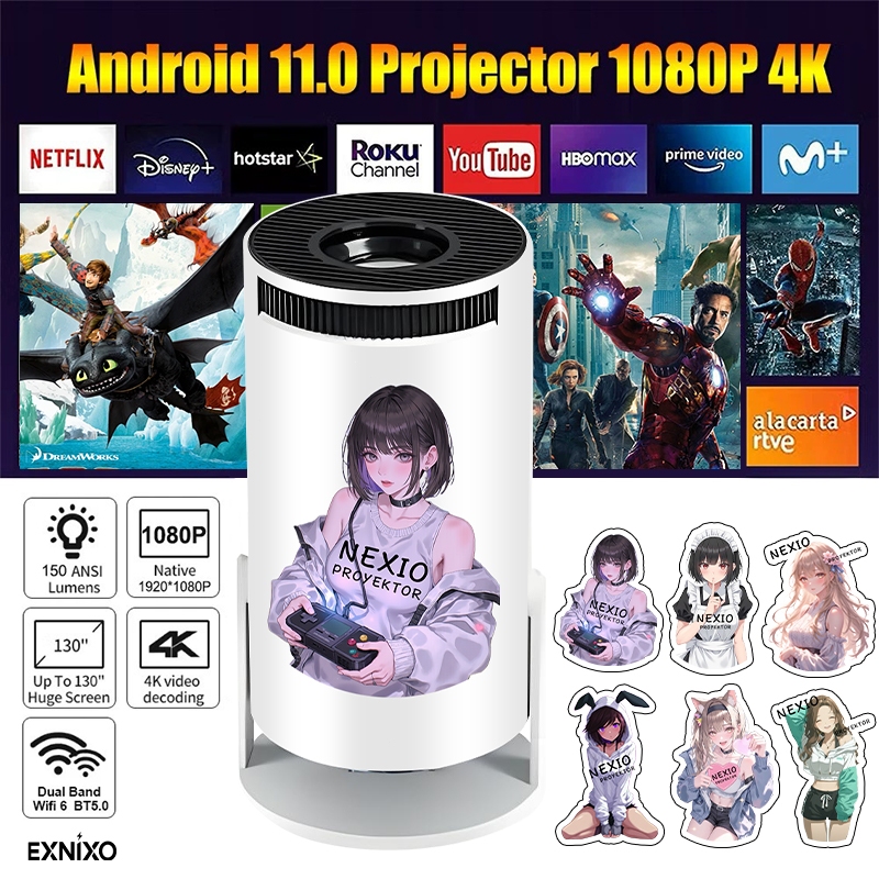EXNIXO proyektor android 4k full hd tv proyektor mini android infocus proyektor mini 220ANSI