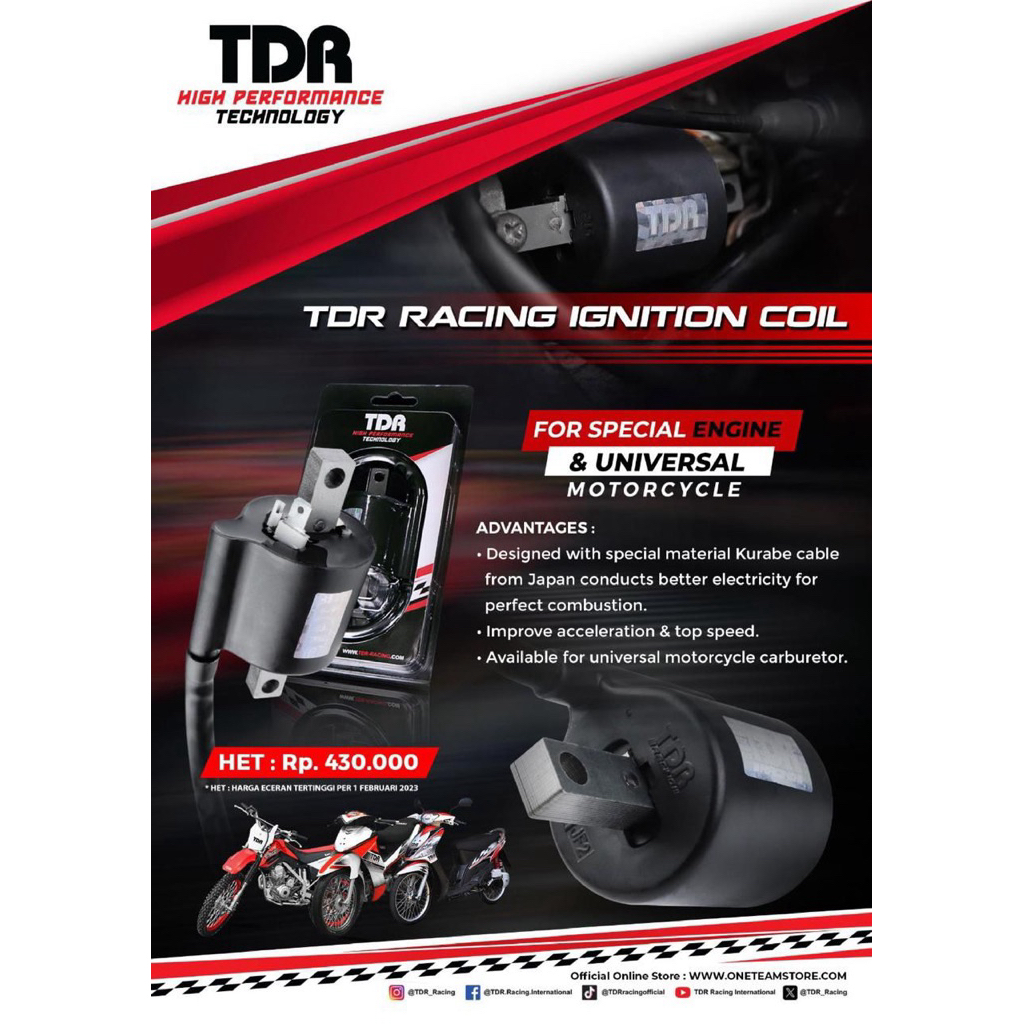 KOIL KARBU IGNATION TDR RACING YZ125 F1ZR SATRIA 2 TAK NINJA R/RR 2TAK RXK RXS RXZ RX KING COIL IGNI