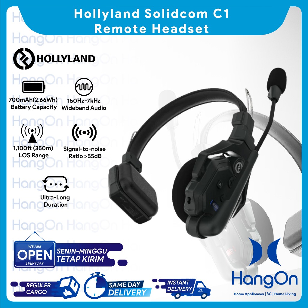 Hollyland Solidcom C1 Remote Headset Wireless Intercom Headsets Full Duplex Portable & Durable Frequ