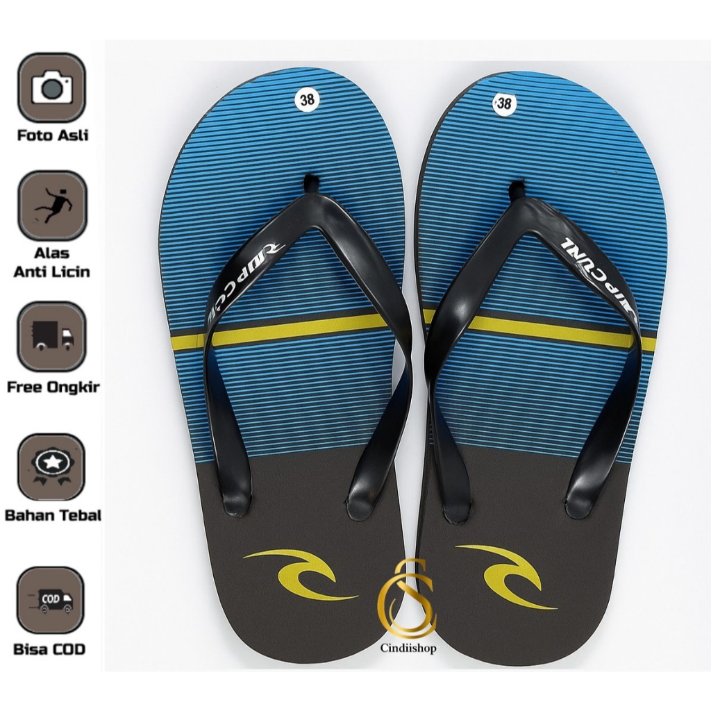 Sandal Jepit Pria RC Model Garis Sendal Japit Distro Surfing Casual Cowok Laki Dewasa