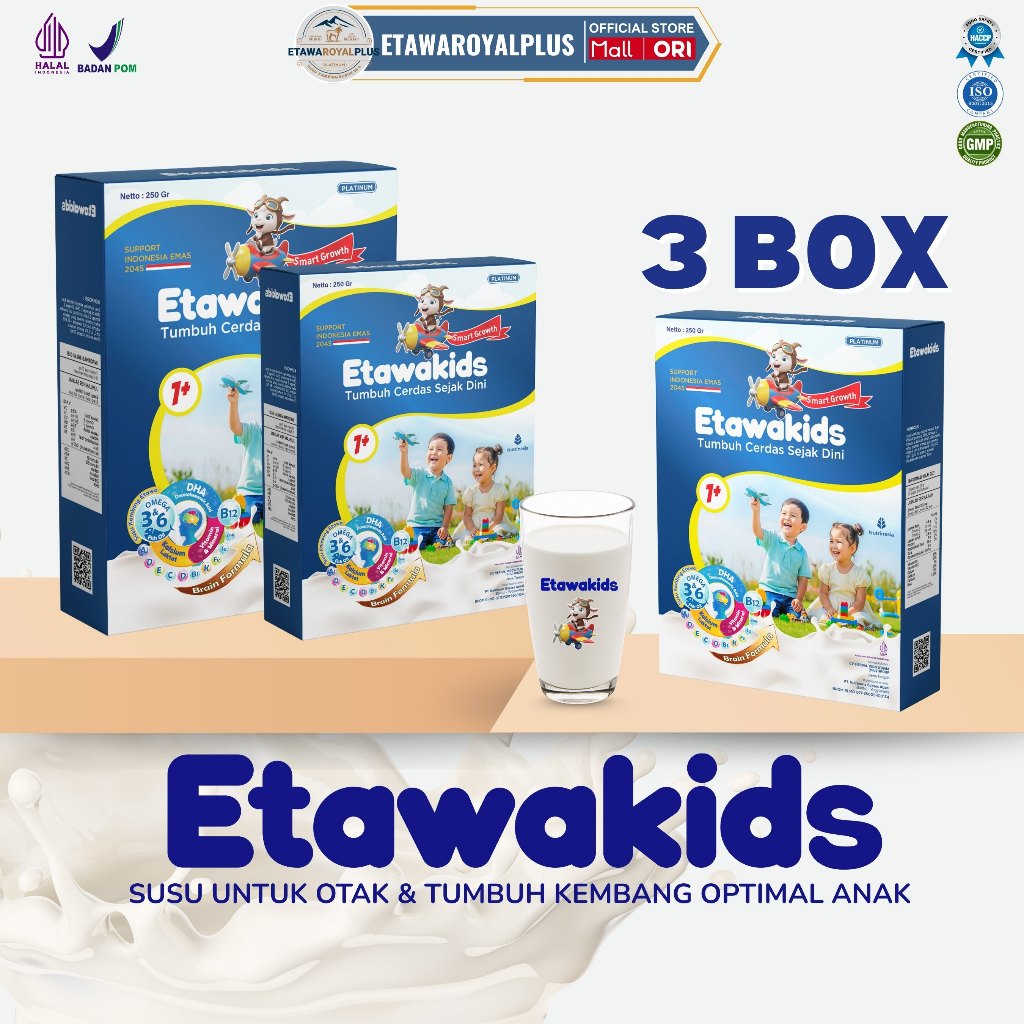 

Susu Etawa Etawakids Platinum untuk Kecerdasan & Motorik Anak 3 Box