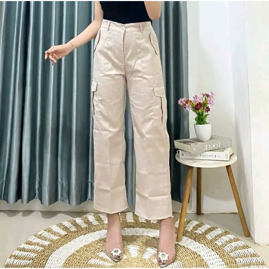 Celana  Panjang Wanita Celana Kulot Cargo Premium Celana Cargo Panjang Jumbo