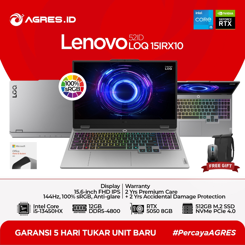 Lenovo LOQ RTX5050 15IRX10 | I5 13450HX RTX5050 12GB 512GB W11+OHS+M365B