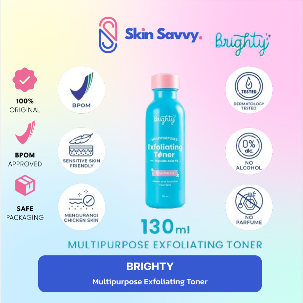 Brighty Multipurpose Exfoliating Toner 130ml | Pemutih badan pencerah badan pencerah ketiak pemutih 