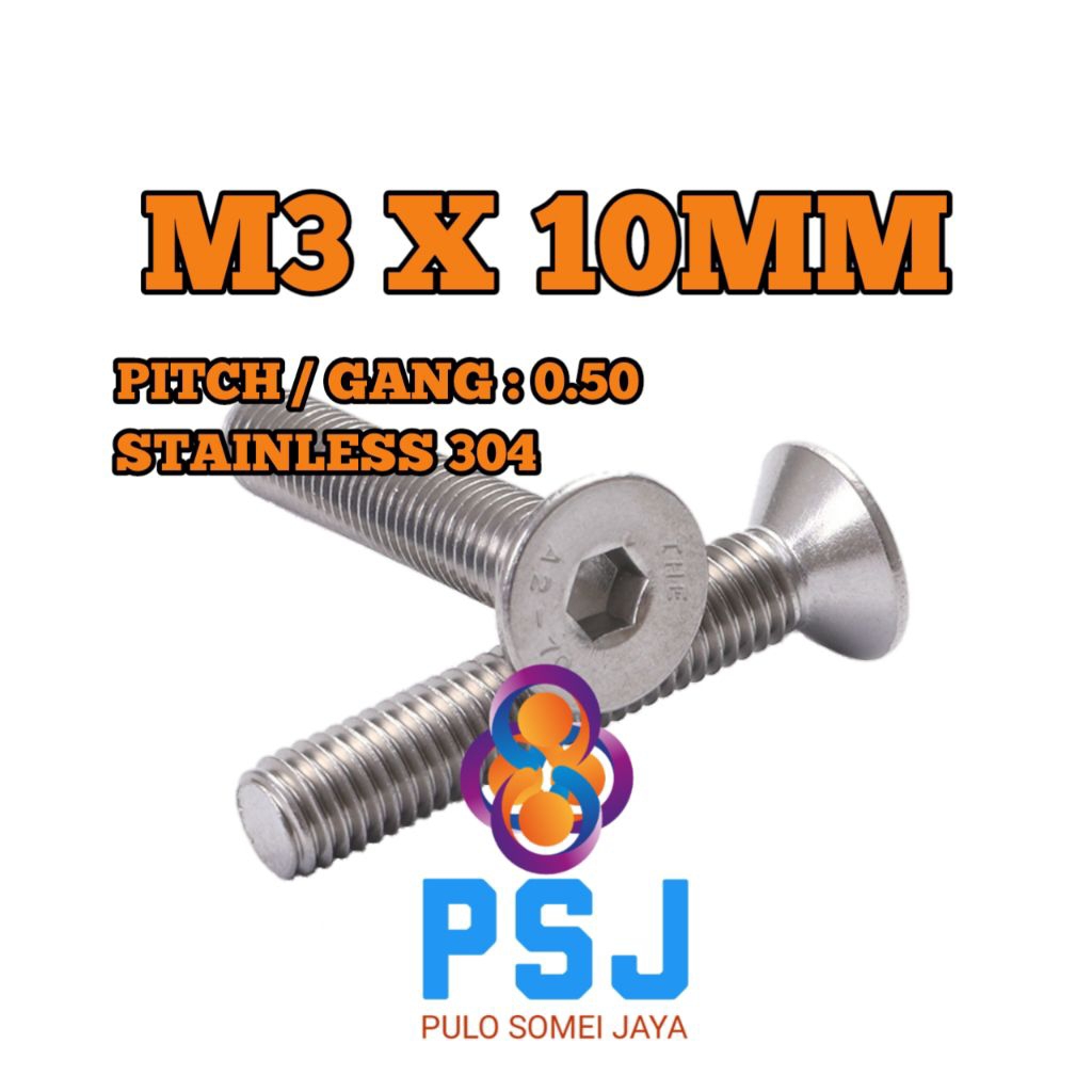 Baut JF L Stainless / Verseng M3 x 10 Stainless 304