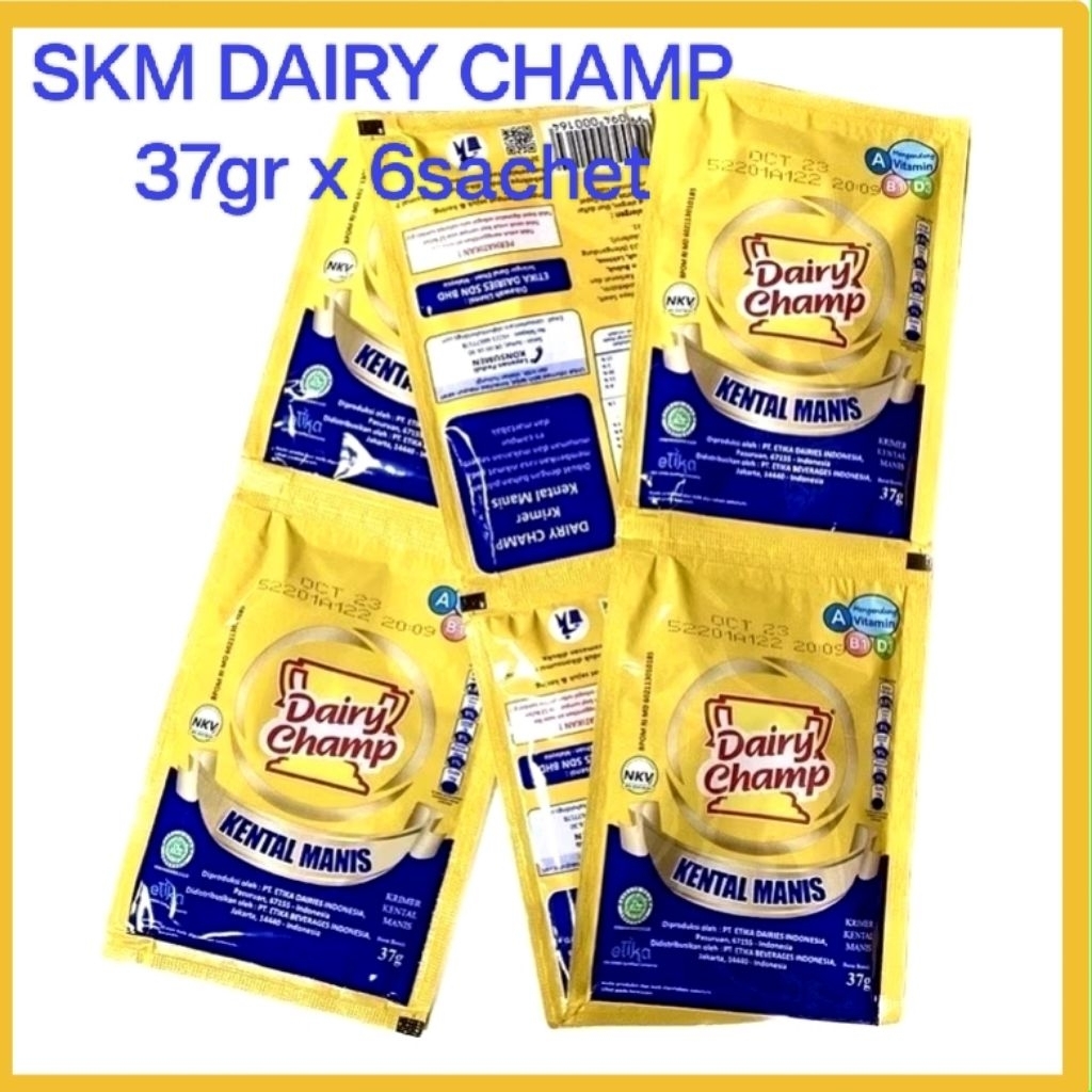 

6pcs SKM Dairy Champ Sachet 37gr Susu Krimer ORIGINAL - PLAN - PUTIH Kental Manis Skm