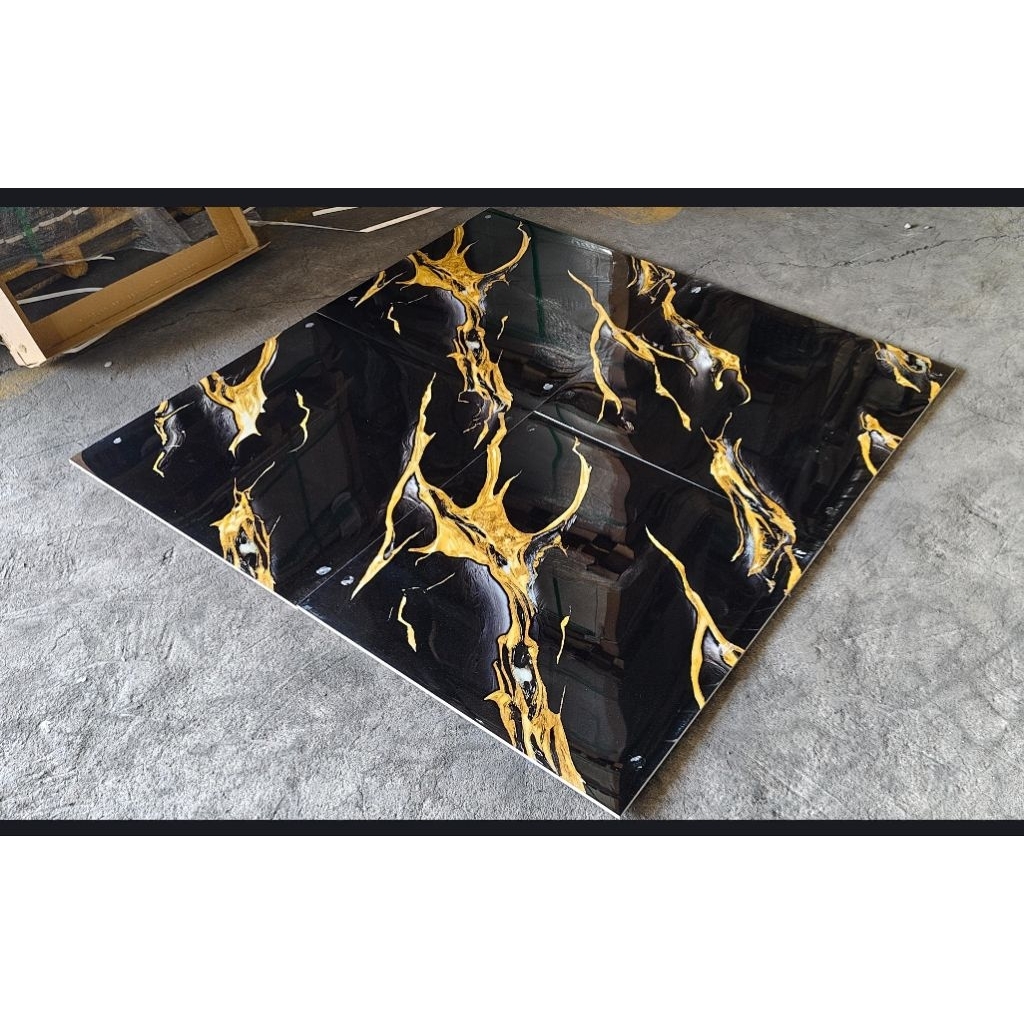 Granit lantai 60x60 Arna Cannisa black gold motif marmer Glazed Polished glossy