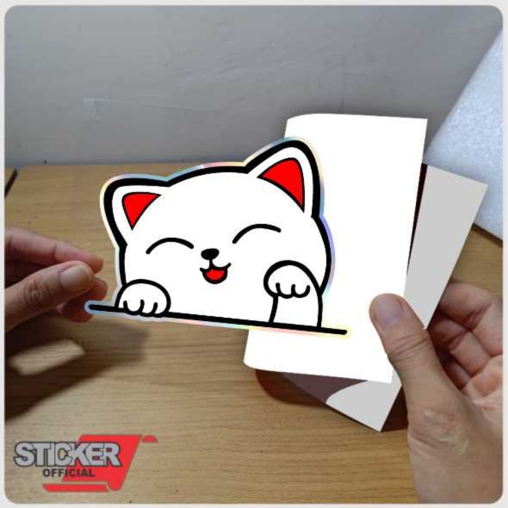 

stiker kucing, stiker hologram, stiker timbul, stiker cutting