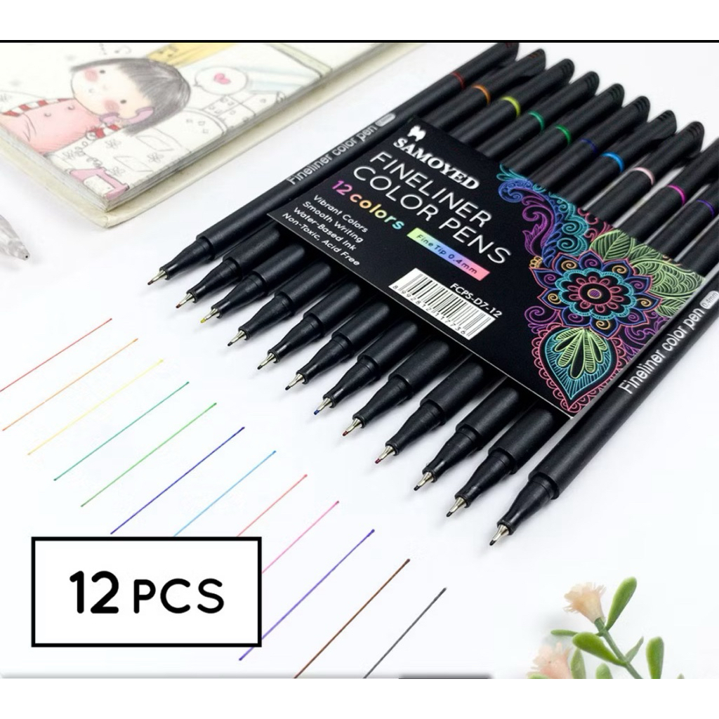 

Pulpen / Pena / Spidol Gambar Warna / Drawing / Fineliner Color Pen Set 12 Warna / Colors
