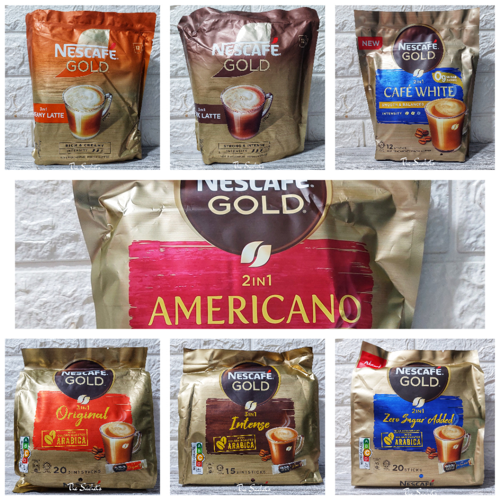 

Nescafe Gold 2in1 3in1 Creamy Latte Dark Cafe White Intense Zero Sugar Added Americano Coffee Sachet