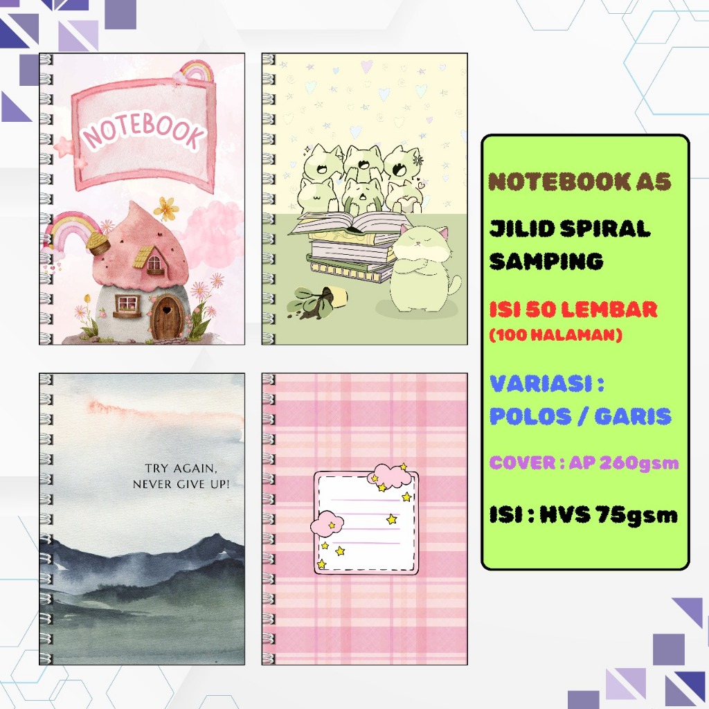 

Notebook A5/ Buku Catatan / Buku Tulis / Jurnal, isi 50 Lembar (100 Halaman)
