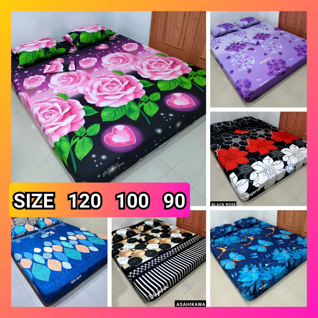 (HANYA SPREI) SPREI MOTIF BUNGA UKURAN 90x200 100x200 120x200 SPREI MURAH