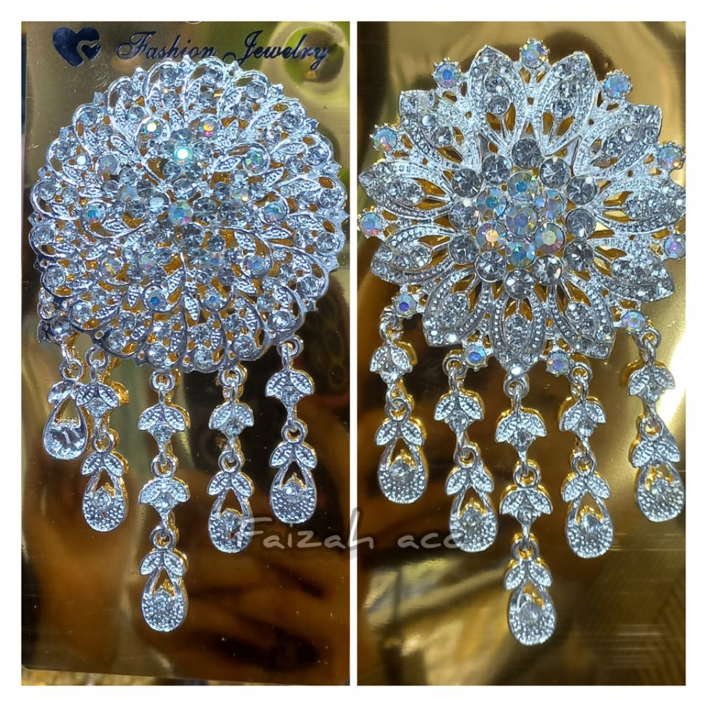 Bros Kebaya Kutu Baru/ Aksesoris Baju Kebaya wanita Bunga Susun Matahari Emas Silver