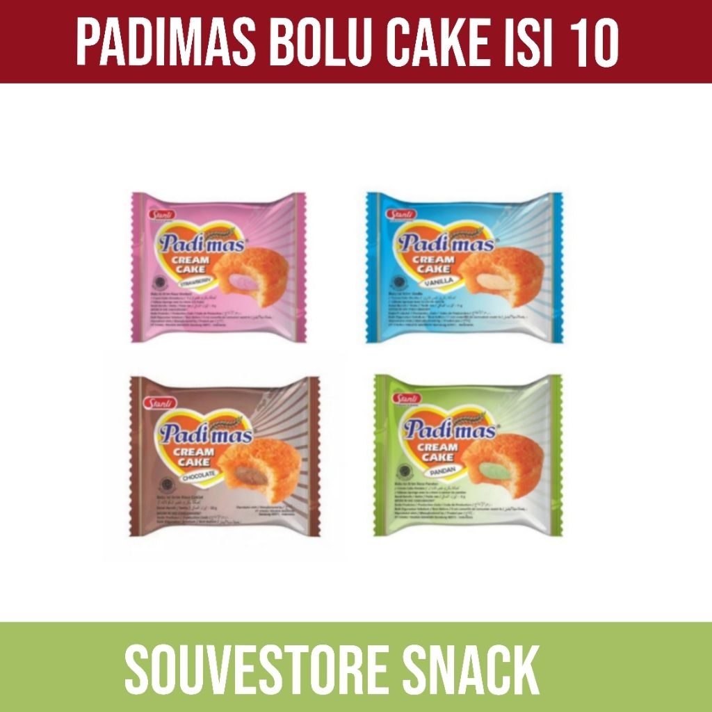 

Bolu Padimas Cake All Varian Cokelat Strawberry Pandan isi 10