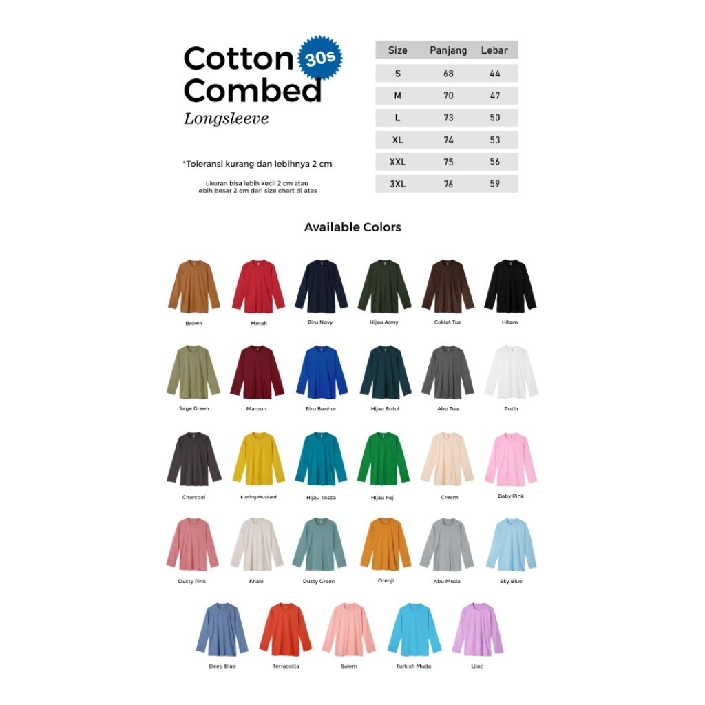 Kaos Cotton Combed 30s | Lengan Panjang