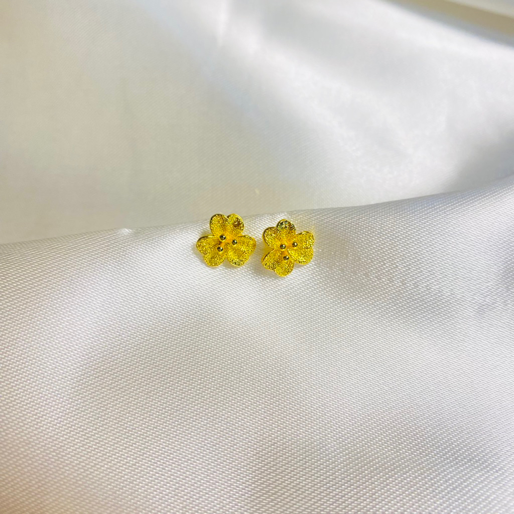 ANTING BUNGA KENDARI BAHAN LAPIS KRISTAL ANTING PESTA MEWAH PERSIS EMAS