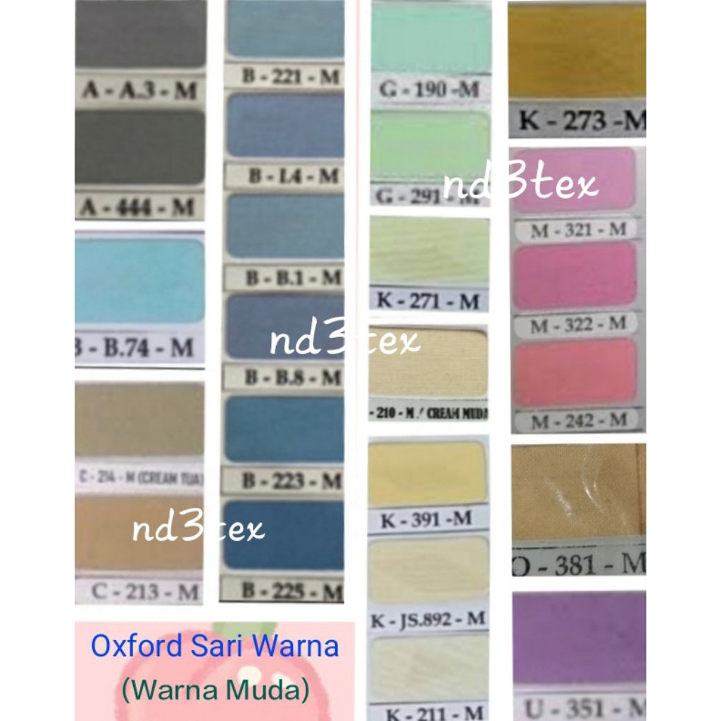 Kain Oxford Sari Warna / Warna Muda / Kain Sari Warna Swaichi lebar 1.15m