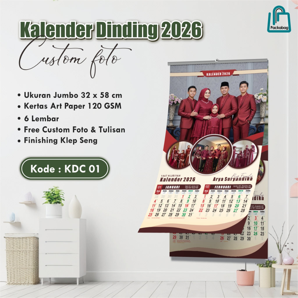

Cetak Kalender Dinding Custom 2026 Murah - Kalender Jumbo Free Foto 3 Varian - KDC