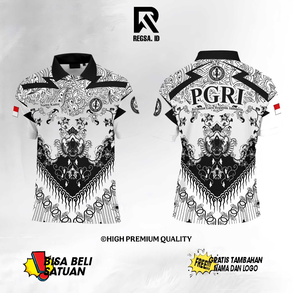 RA Baju Persatuan Guru Republik Indonesia PGRI  2025 Pria/Wanita Gratis custom nama dan logo Berkera