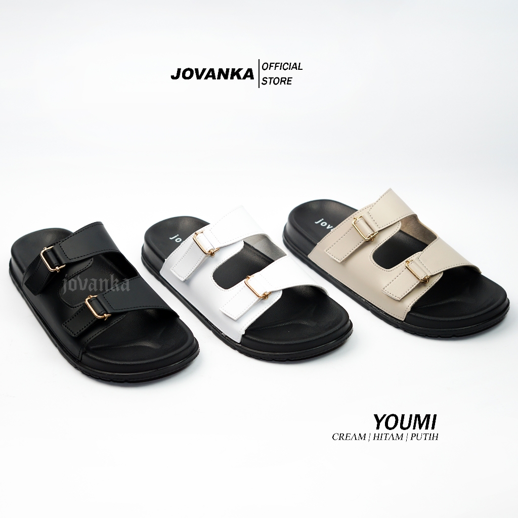 Jovanka Youmi - Sandal Wanita Platform Casual | Sendal Selop Wanita Model Kekinian Cantik Elegan - G