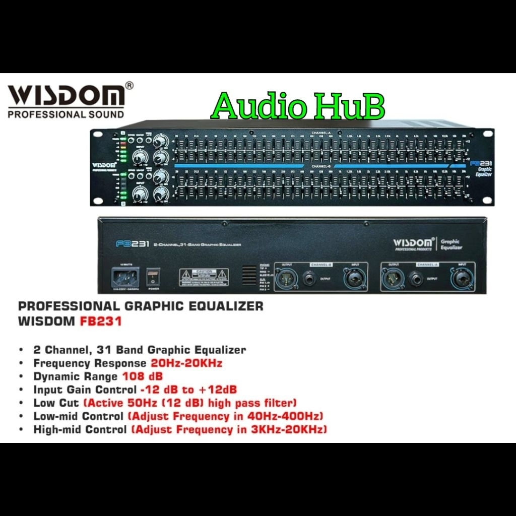 Equalizer Wisdom FB231/ FB 231 Dual 31 Band Stereo Graphic Wisdom Fb-231 2X 31 Band Original