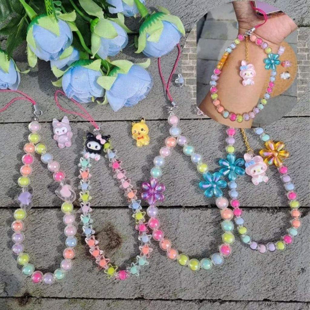 tali HP manik manik Gantungan HP Aesthetic gantungan HP manik manik tali HP tali lanyard tali HP kor