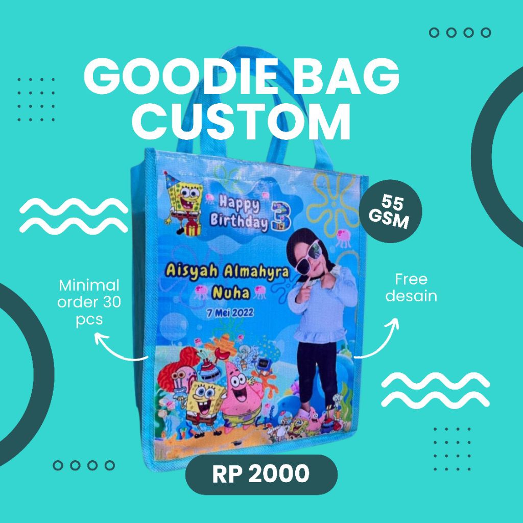 

Tas Ulang Tahun Anak/Souvenir Ulang Tahun/Tas Spundbond Custom/Tas Ulang Tahun Custom