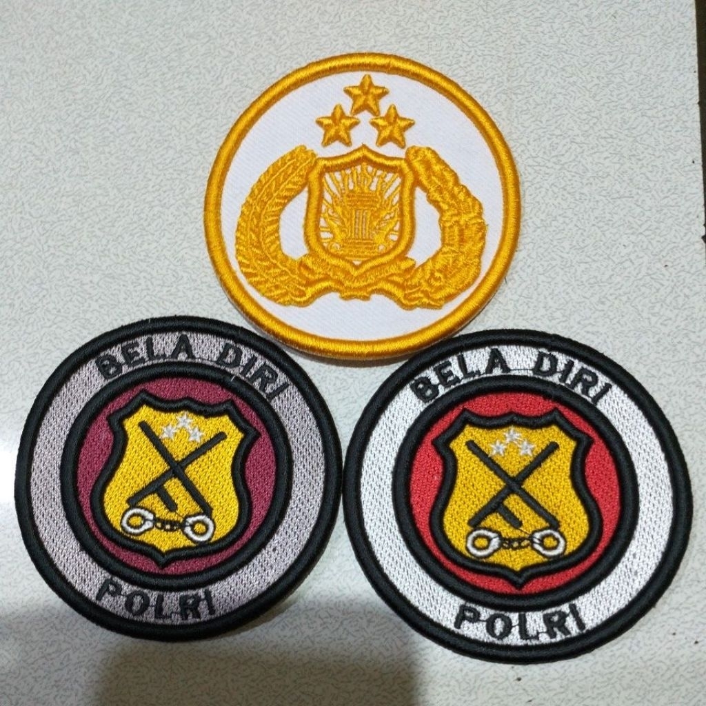 bordir timbul logo beladiri polri dan tribrata polri