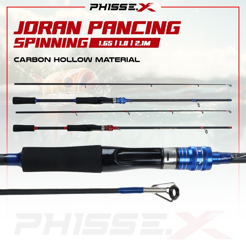 PHISSE.X Joran Spinning 1.65M/1.8M/2.1M/Alat Pancing Carbon Hollow Material/Joran Spinning Ringan An