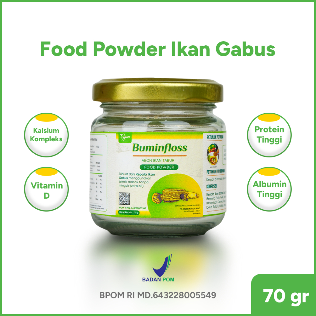 

Buminfloss - Food Powder Albumin Bubuk Ikan Gabus - Tanpa Pengawet - Tanpa MSG