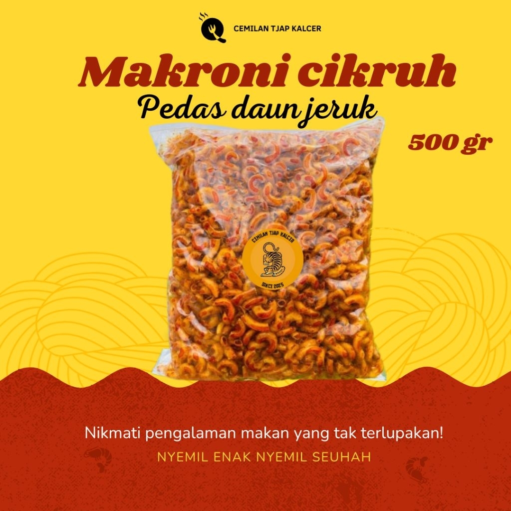 

Cemilan Makroni cikruh pedas daun jeruk gurih 500gr enak renyah cemilan kriuk pedas daun jeruk cemilan murah