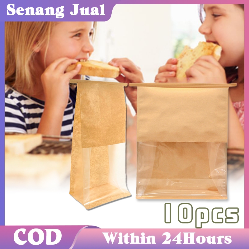 

10Pcs Clip Toast Bag Roti Tawar Ziplock Toast Bag Bungkus Roti Kantong Kemasan Kertas Kraft