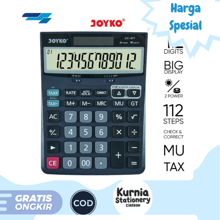

Joyko Kalkulator Elektronik CC-27 / Kalkulator 12 Digit