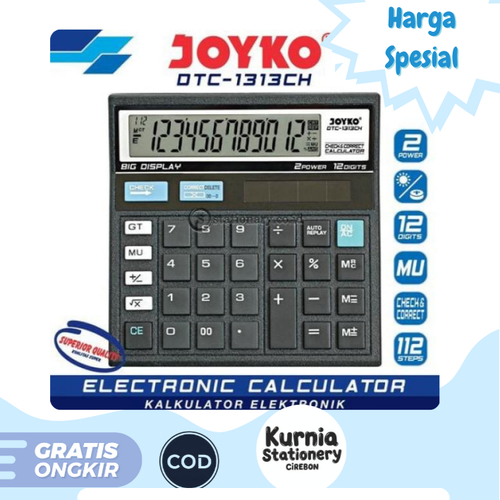 

Joyko Kalkulator Elektronik DTC-1313CH / Kalkulator 12 Digit