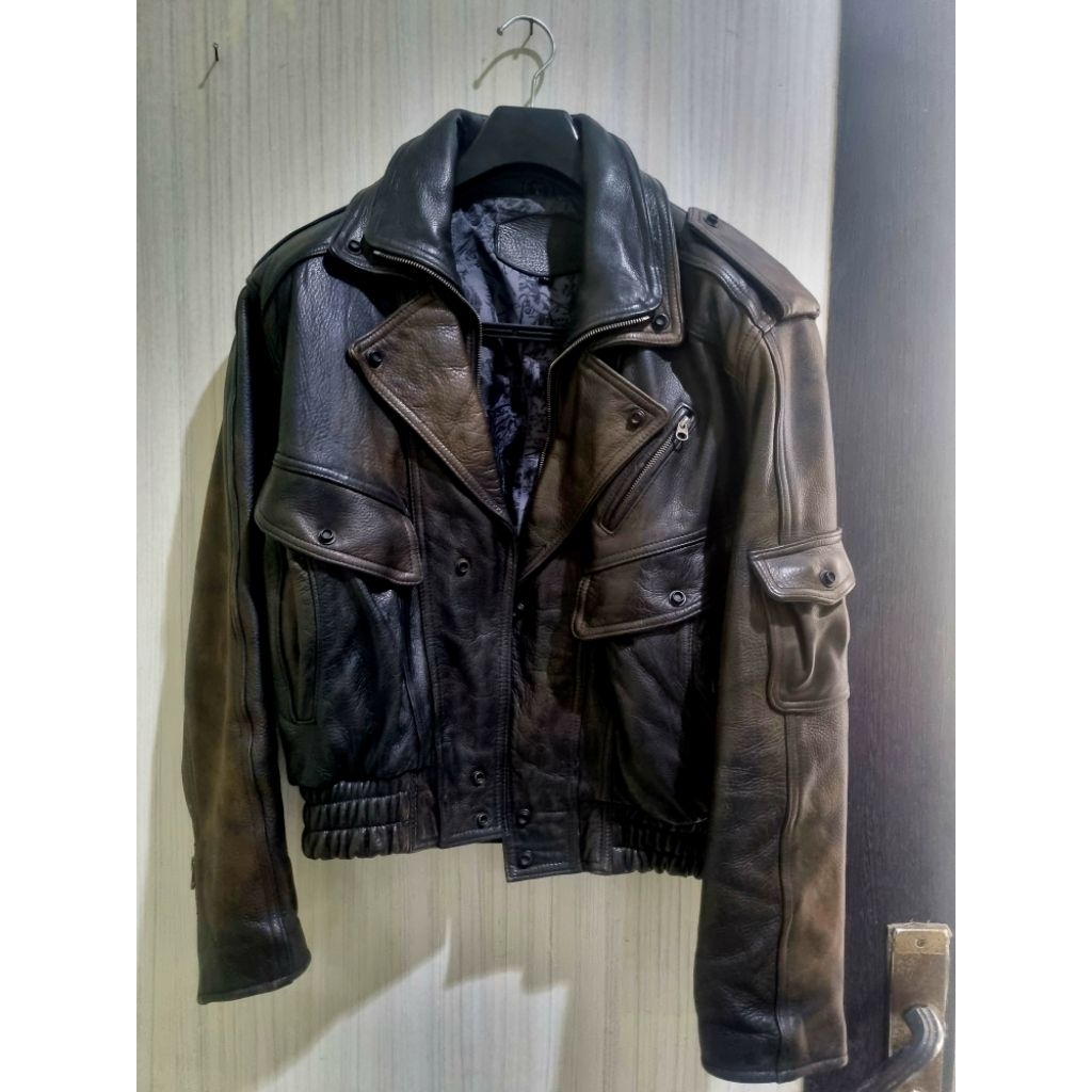 Jaket Kulit Wind Armor Ramones Bomber Vintage Patina like RBC Schott Avirex Aero