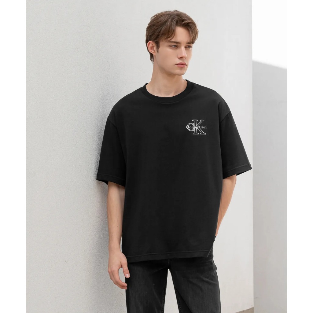 CALVIN KLEIN MAN'S RELAXED FIT MONOGRAM LOGO TSHIRT BLACK SIZE L 4RAB821