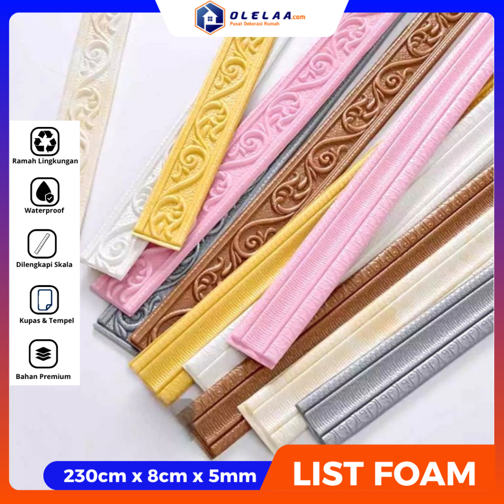 Wall Border 3D Foam List Dinding 3D Wallpaper Dinding List Stiker