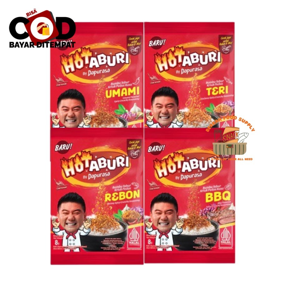 

[BERKAH]Hotaburi by Dapurasa 8gr x 10pcs Hot Taburi Bumbu Tabur kriuk Pedas Rebon Teri Bbq Umami Salmon Bumbu Tabur Praktis Instan Anti Ribet Halal