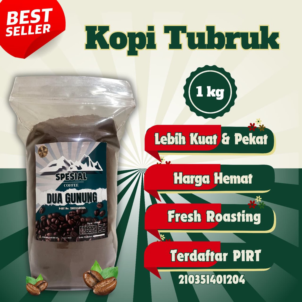 

DUA GUNUNG Kopi Bubuk Tubruk 1 kg Spesial Rasa Lebih Kuat dan Pekat