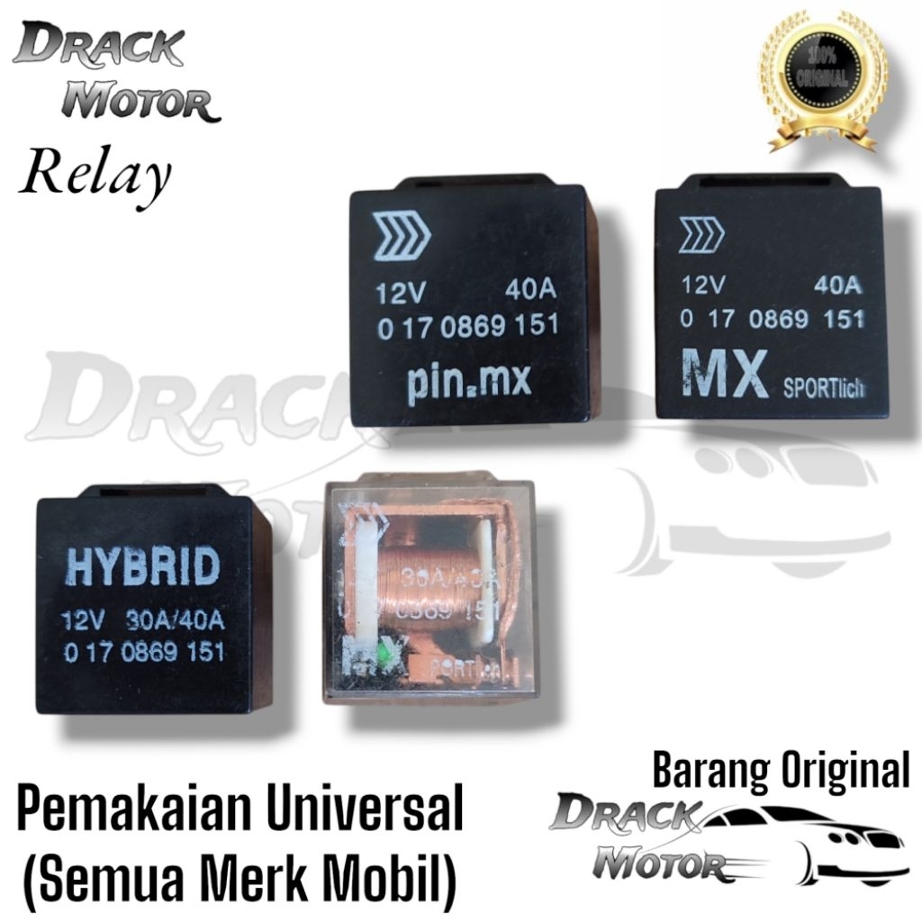 RELAY HYBRID HITAM KAKI 5 - 5 Pin PEMUTUS ARUS 12V 30A/40A ORIGINAL // HLM Relay - Khusus 12v 80ah -