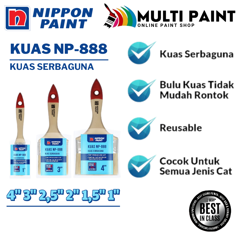 

NIPPON PAINT KUAS CAT TEMBOK KUAS NIPPON KUAS SERBAGUNA KUAS NP888 KUAS EKONOMIS NIPPON PAINT